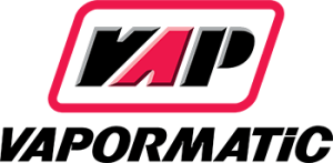 Vapormatic logo featuring bold black and red text within a red-bordered rectangle.